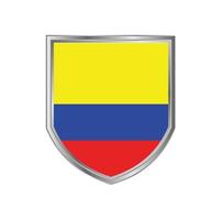 bandiera della colombia con cornice in metallo scudo vettore