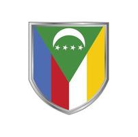 bandiera delle Comore con cornice in metallo scudo vettore