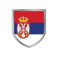 bandiera della serbia con cornice in metallo scudo vettore