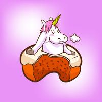 unicorno carino e ciambelle vettore