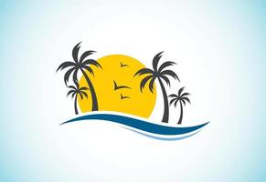 design del logo della spiaggia tropicale unico e moderno semplice vettore