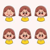 set di emoticon emoji ragazza carina vettore