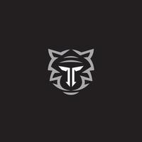 lettera t e logo della tigre o disegno dell'icona vettore