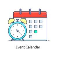 orologio in stile icona del calendario degli eventi con pianificatore dell'anno vettore