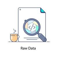 una lente d'ingrandimento dell'icona dei dati grezzi sulla codifica vettore