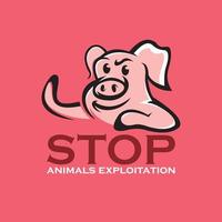 ferma lo sfruttamento degli animali, illustrazioni vettoriali di poster di maiali carini e divertenti
