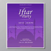 illustrazione disegno vettoriale di flyer modello di invito a una festa iftar, completamente modificabile.