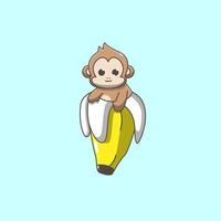 scimmia in una banana vettore