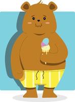 simpatico orsetto grasso in mutandine e con gelato vettore