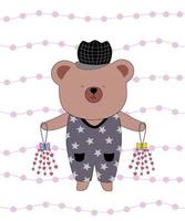 illustrazione vettoriale raccolta di simpatici orsetti progettati con stile doodle nel tema di San Valentino