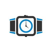 design del logo della tecnologia dell'orologio vettore