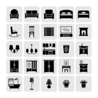 mobili per la casa e set di icone per interni vettore