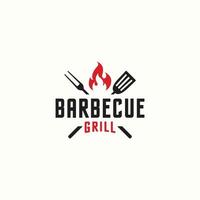barbecue grill festa in giardino minimalista logo design ispirazione vettoriale