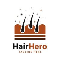 logo dell'illustrazione della crescita dei capelli umani vettore
