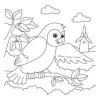 Pagina da colorare di uccelli per bambini vettore