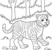 Pagina da colorare di tigre per bambini vettore