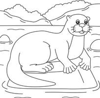 Pagina da colorare di lontra di fiume per bambini vettore
