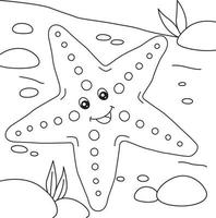 Pagina da colorare di stelle marine per bambini vettore
