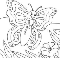 Pagina da colorare di farfalle per bambini vettore