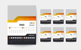 Modello di progettazione del calendario da parete 2022, moderno modello di progettazione del calendario mensile di 12 pagine vettore