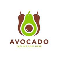 disegno del logo dell'illustrazione della frutta fresca dell'avocado vettore