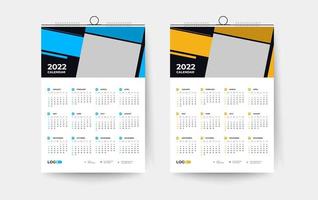 Modello di progettazione del calendario da parete 2022, moderno modello di progettazione del calendario di 12 mesi vettore