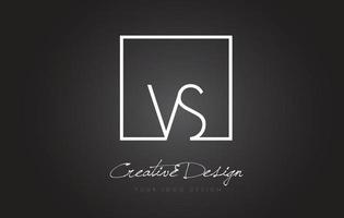 vs design del logo con lettera cornice quadrata con colori bianco e nero. vettore