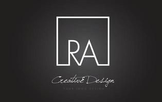 ra design del logo della lettera cornice quadrata con colori bianco e nero. vettore