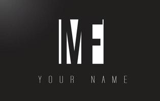 logo della lettera mf con design dello spazio negativo in bianco e nero. vettore