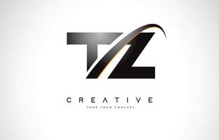 tz tz swoosh lettera logo design con moderne linee curve swoosh gialle. vettore