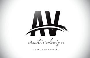 av av letter logo design con swoosh e pennellata nera. vettore