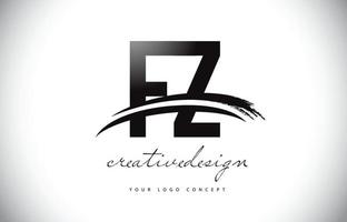 fz fz lettera logo design con swoosh e pennellata nera. vettore