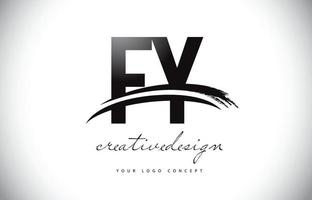fy fy lettera logo design con swoosh e pennellata nera. vettore