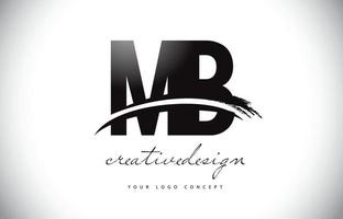 mb mb lettera logo design con swoosh e pennellata nera. vettore