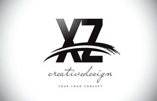 xz xz lettera logo design con swoosh e pennellata nera. vettore