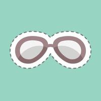 adesivo per occhiali vintage in linea alla moda tagliata isolato su sfondo blu vettore