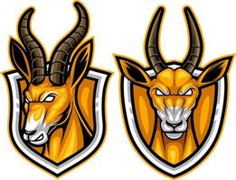 le antilopi impostano l'illustrazione del logo esport della mascotte animale vettore