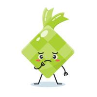 simpatico personaggio dei cartoni animati di doodle ketupat vettore