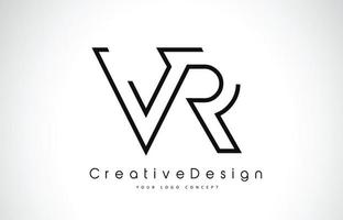 design del logo della lettera vr vr nei colori neri. vettore