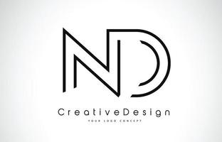 nd e nd design del logo della lettera nei colori neri. vettore