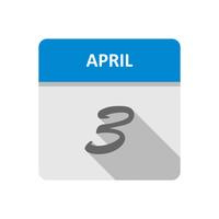3 aprile Data in un giorno unico calendario vettore