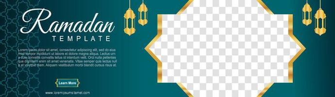 set di banner web ramadan di dimensioni standard con un posto per le foto. disegno del modello ramadan. illustrazione vettoriale