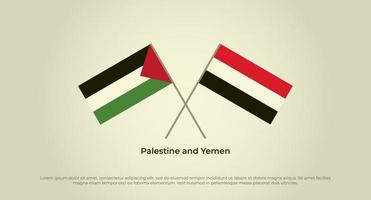 bandiere incrociate della Palestina e dello Yemen. colori ufficiali. proporzione corretta vettore