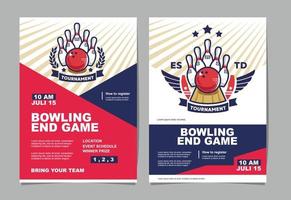 poster dell'evento del torneo di bowling e logo del bowling vettore