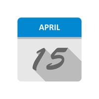 15 aprile Data su un calendario per un solo giorno vettore