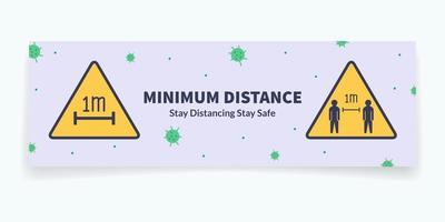 distanza minima per la distanza sociale e fisica per la diffusione sicura del virus corona per il sito Web del modello di banner vettore