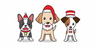 vettore personaggio dei cartoni animati cane felice costume di natale