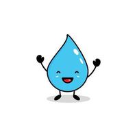 carino sorridente felice goccia d'acqua, vettore piatto cartone animato faccia personaggio illustrazione, isolato su sfondo bianco, acqua aqua goccia personaggio mascotte concetto