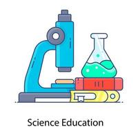 icona di contorno piatto alla moda dell'educazione scientifica vettore