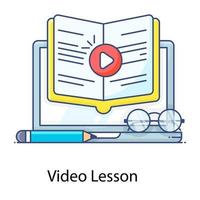 lezione video, un vettore trendy di contorno piatto di streaming video